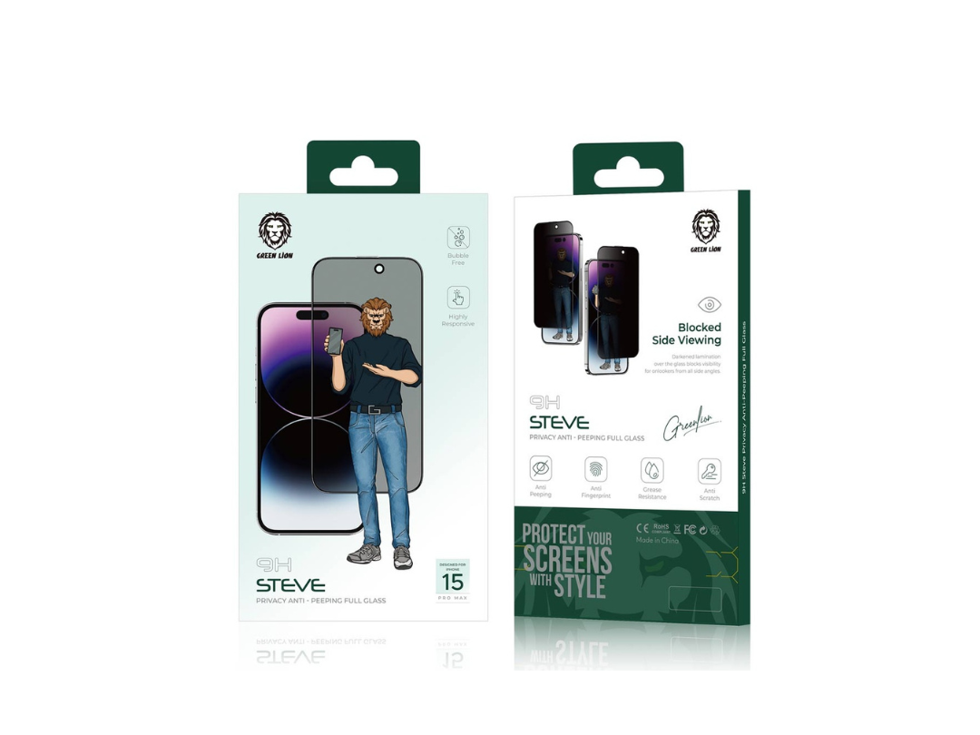 Green Lion iPhone 15 Series 9H Steve Privacy Screen Protector - Black Green Lion iPhone 15 Series 9H Steve Privacy Screen Protector - Black